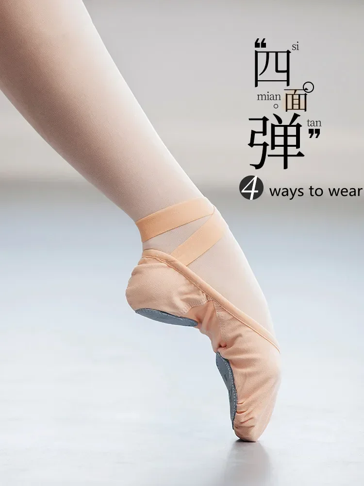 Ballet Dance Shoes Women's Professional Full Elastic Cloth Multiple Wearing Way Exercise Dancing Shoe Adult Cat Claw