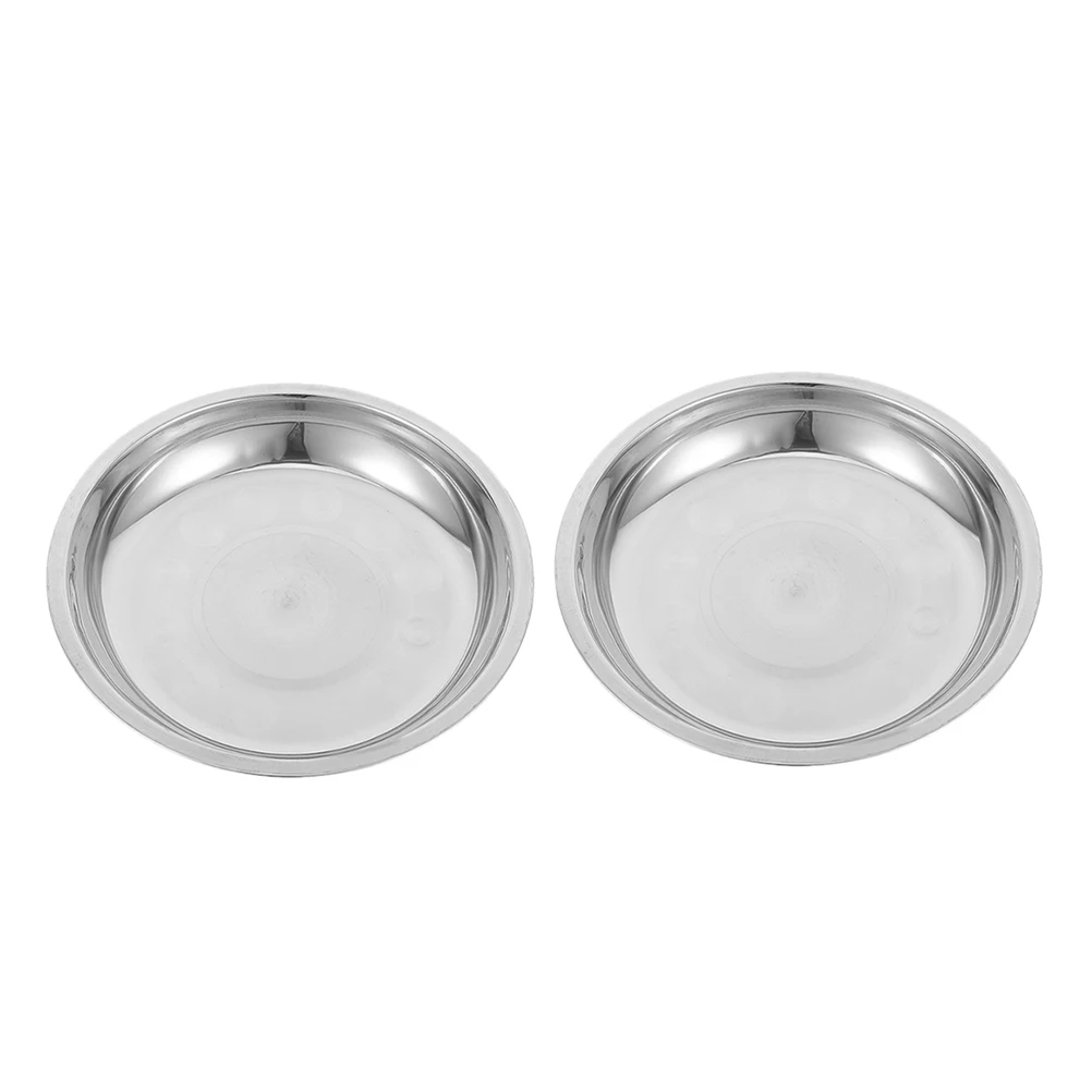 

2 Pcs Cat Bowls Stainless Steel Pet Kitten Food Dishes Dog Feeding The Multi-use Puppy Silver Travel