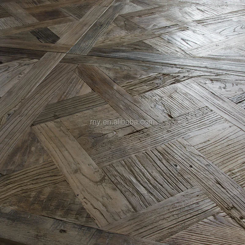 Customized version of wax oiled multi-layer reclaimed wood flooring, parquet flooring