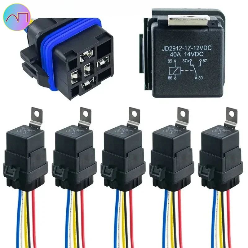 

12VDC 40/30A waterproof integrated relay with wiring harness, 4-wire 5-wire automotive relay(5-piece )