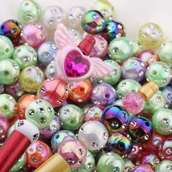 10/20pcs 15mm Acrylic Beads Mixed Color Rhinestone Loose Spacer Beads for Jewelry Making DIY Bracelets Necklace Pen Decor Beads