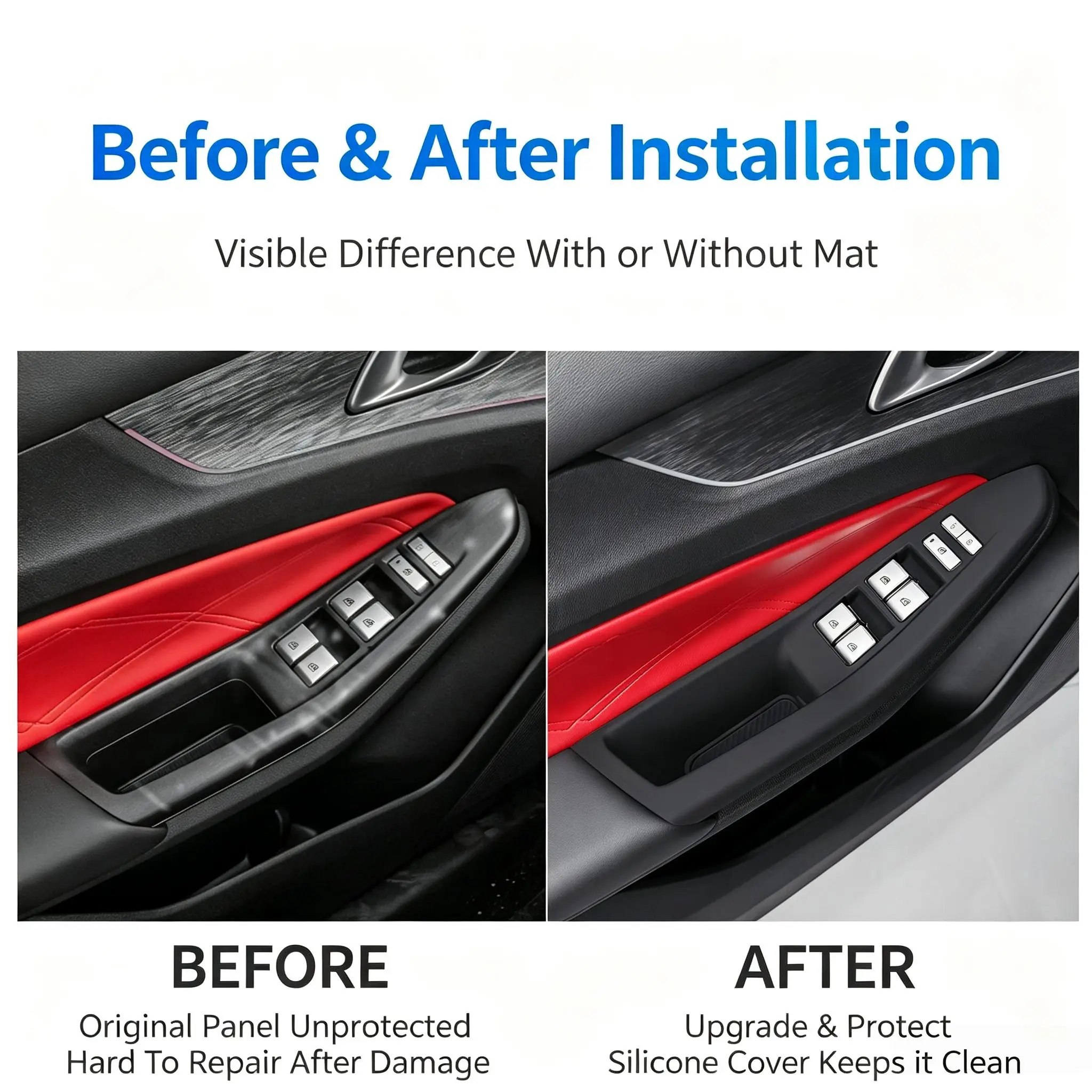 4PCS Car Door Armrest Window Lift Control Switch Silicone Insert Mat Anti‑Scratch Button Protector For Changan CS55‑Plus 2024