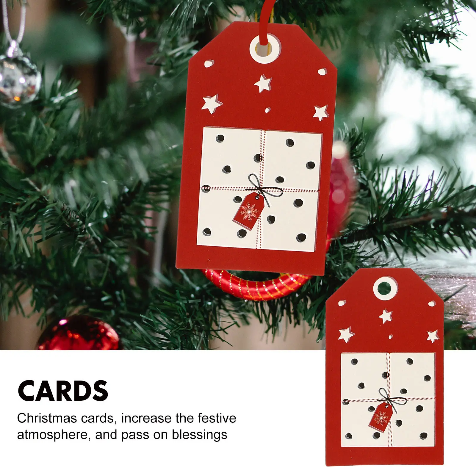 

24Pcs Xmas Tree Hanging Tags Festive Paper Decorations Holiday Party Favors Christmas Gift Labels Fireplace Window Use