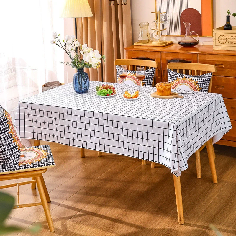 PEVA Waterproof Oilproof Table Cloth Plaid Print Kitchen Wedding Party Dining Table Cover Rectangle Table Cover Party Picnic
