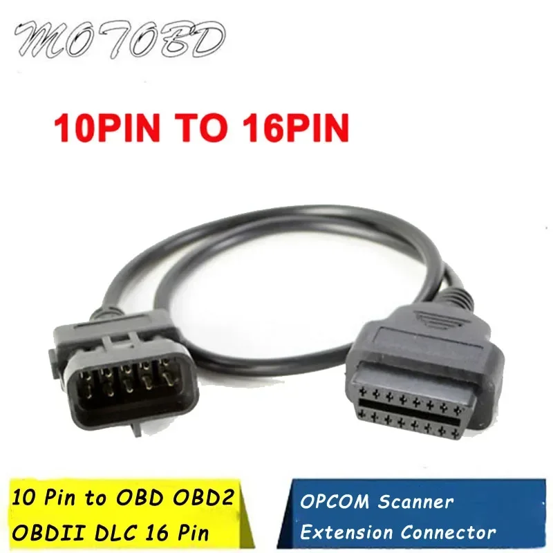 10 Pin to OBD OBD2 OBDII DLC 16 Pin Car Diagnostic Adapter Cable For Ope Vehicle OPCOM Scanner Extension Connector