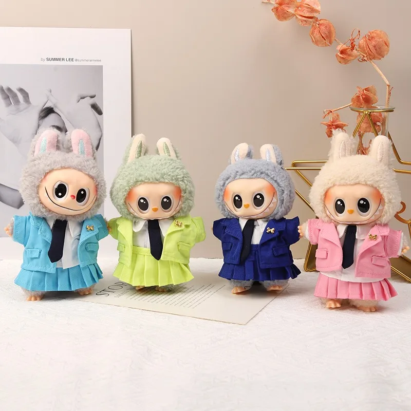 

For 17cm Labubu Dolls Suit Uniform Outfit Set Labubu Clothing Set Cute Fashion Cartoon DIY Accessories Toy Gift for Girls