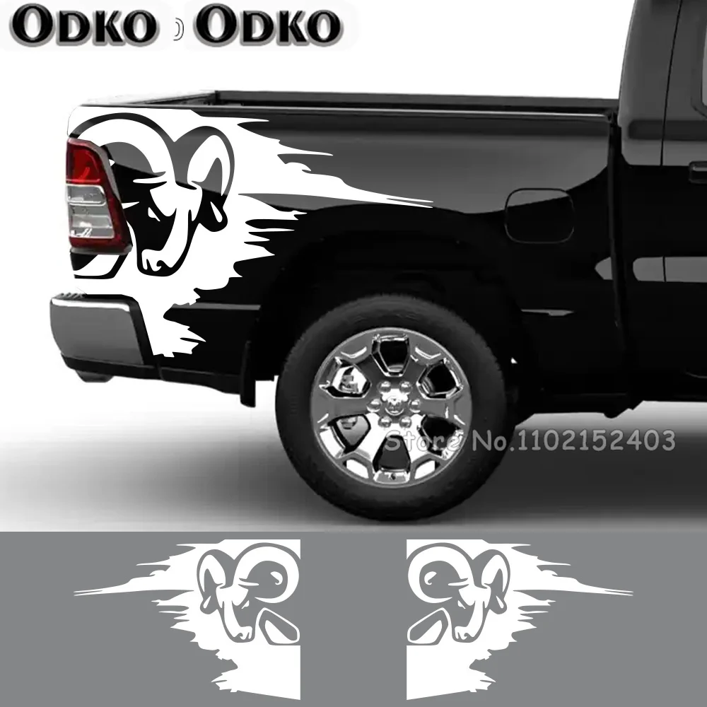 2Pcs Racing Stripes Bed Stickers For Dodge RAM Hemi 1500 2500 3500 Rebel Auto Truck Trunk DIY Decor Decals Vinyl Cover