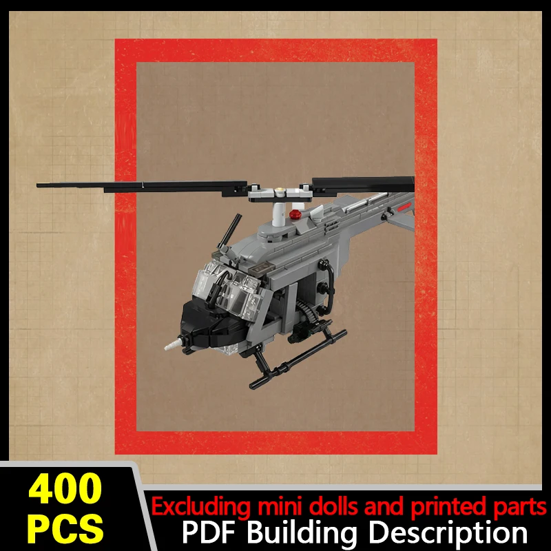 OH-58 Light Scout Helicopter Model MOC Building Bricks War Equipment Modular Technology Gifts Holiday Assemble Children Toy Suit