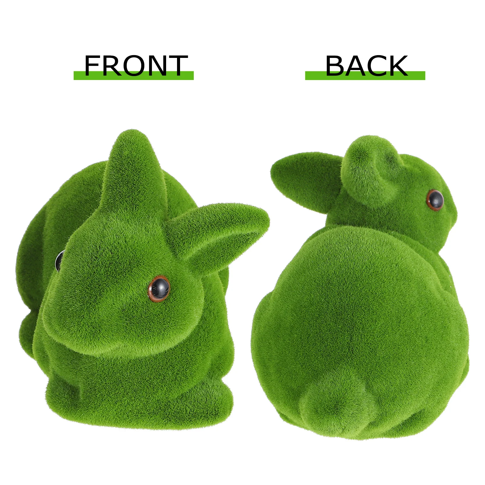 

2Pcs Easter Moss Rabbit Decorative Statues Realistic Flocked Bunny Party Decoration Gift Environmentally Safe Ornament