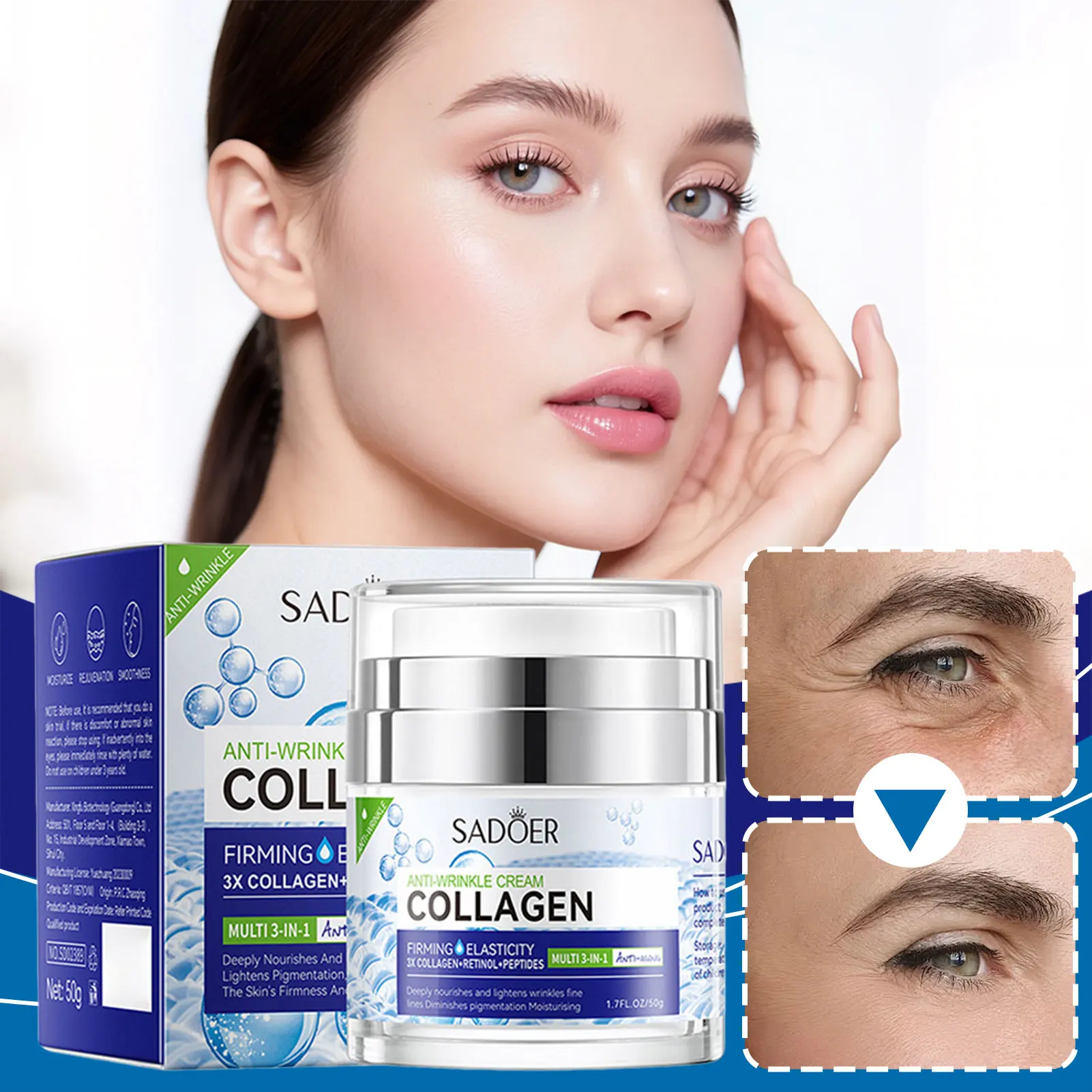 

Витамин C поднявшиеся кремовые кремовые коллагены гладкие морщины крем для увлажняющего средства отбеливание отбеливаемой кожи 50 г