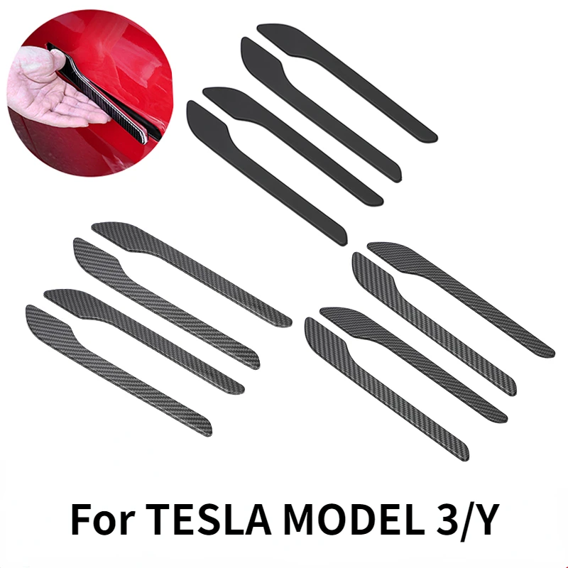 

4pcs Car Door Handle Sticker For Tesla Model 3 Y 2017 - 2023 Door Wrap Cover Paste Model3 Model Y Accessories Carbon Fiber ABS