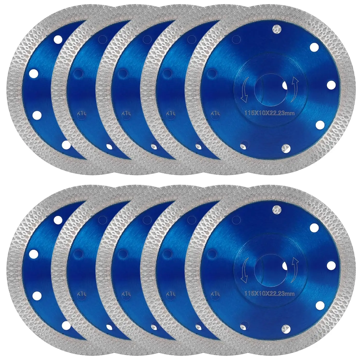 

10 Pcs 4.5" Diamond Blades for Angle Grinder, Super Thin Ceramic Cutting Discs for Tile, Granite, Marble, Stone - Smooth &
