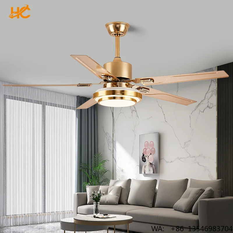 Gold 52 Inch Ceiling Fans with Lights and Remote Control for Bedroom Modern Ceiling Fan with Reversible BLDC Motor 3CCT Dimmable