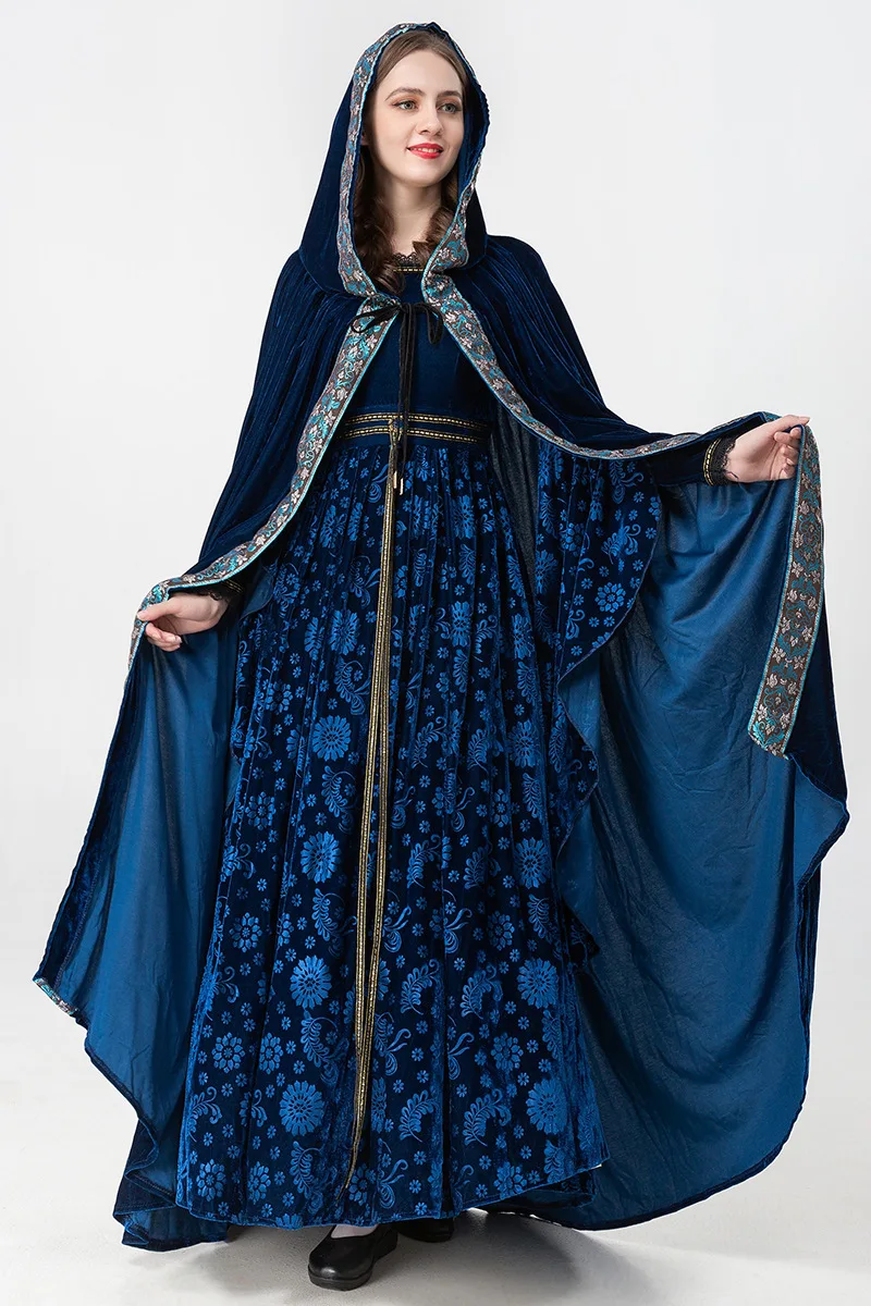

Retro loween Medieval Court Dr Long Sve Gown Large Size Women's Costume Ethnic Stage Wear Polyester Blend Material