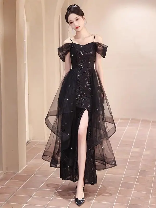 

Ele Bla Evening Gown Women's 2025 New High-End Sensual Host Dr Luxury mat A-Line Skirt ort Sve