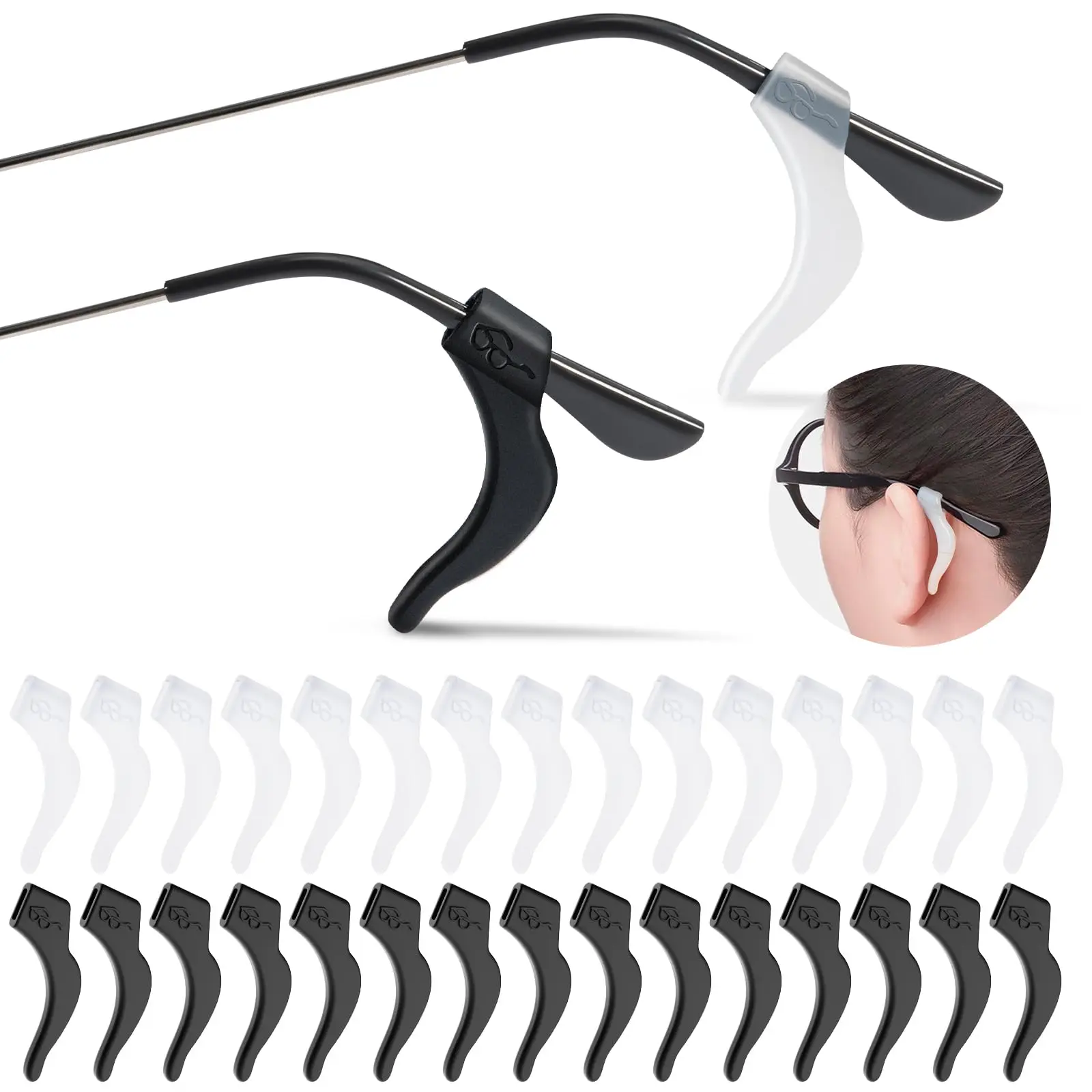 10-20Pcs Soft Silicone Glasses Ear Hooks Anti Slip Elastic Ear Clips Comfortable Eyeglass Temple Covers for Sports Daily Use