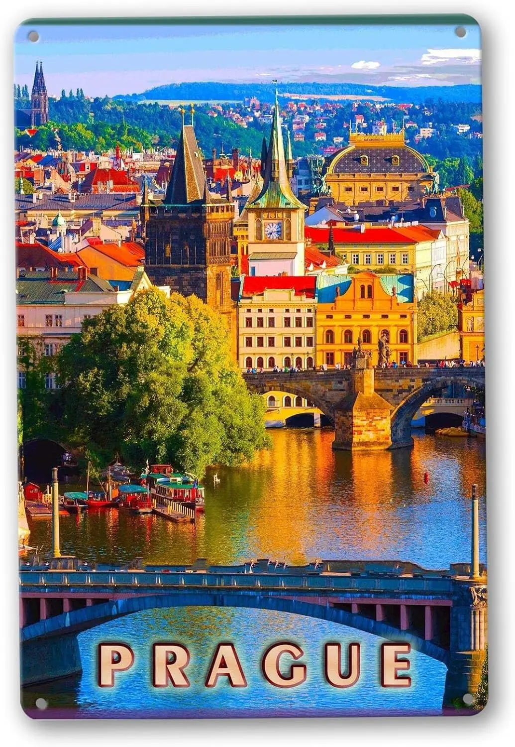 Металлический знак настенная табличка Прага Чешская Республика Европа Прага реклама Путешествия Искусство Декор дома жестяные знаки 8X12
