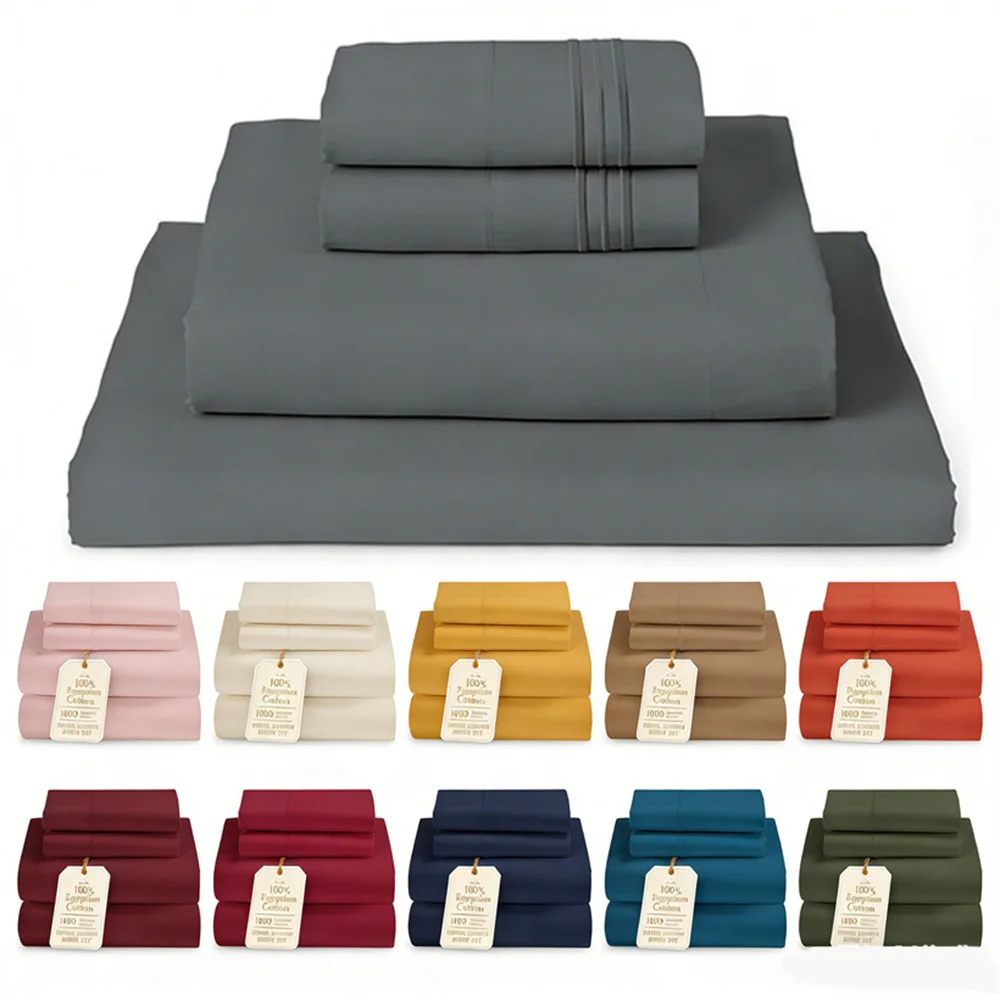 

Soft Egyptian Cotton 4/6 Pieces Bed Sheets Set Hotel Luxury Super Soft Long-Staple Cotton Bedding Sets Breathable Comfort Sheet