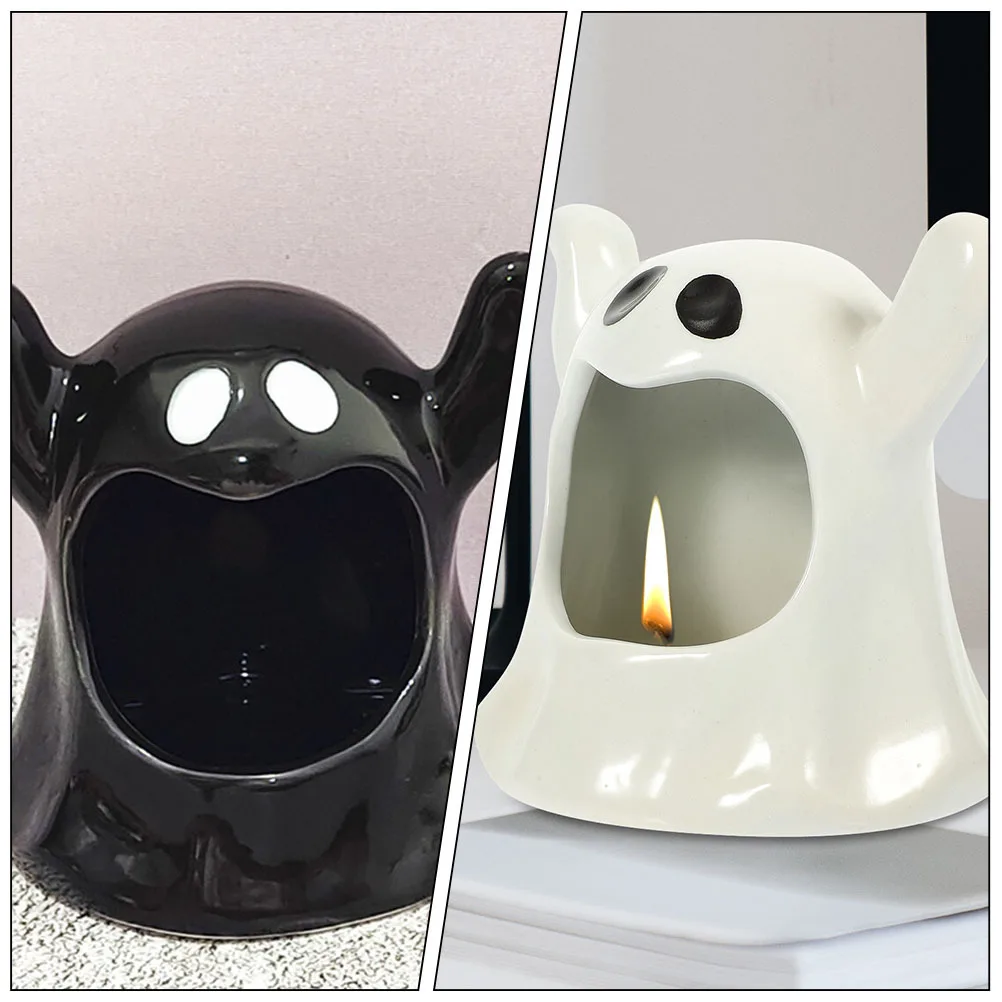

2Pcs Ceramic Halloween Ghost Holders Creative Stand Table Decoration Festival Ornament Halloween Gift