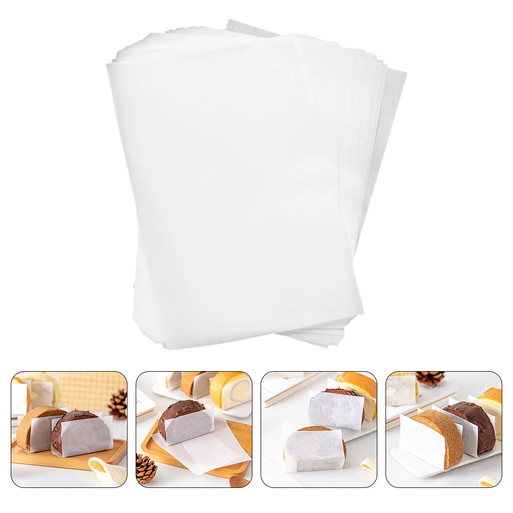 100 Pcs Swiss Roll Greaseproof Paper Food Wrapping Snack for Baking Packing Cake Papers Rolling