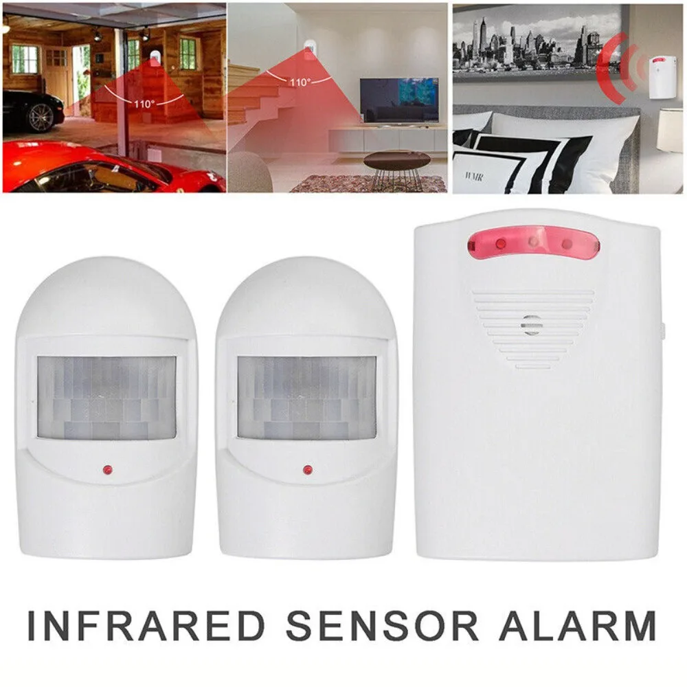 1+2 Wireless Visitor Reminder Sensor Receiver Alarm System The Burglar Alarm Motion Sensor Alarm