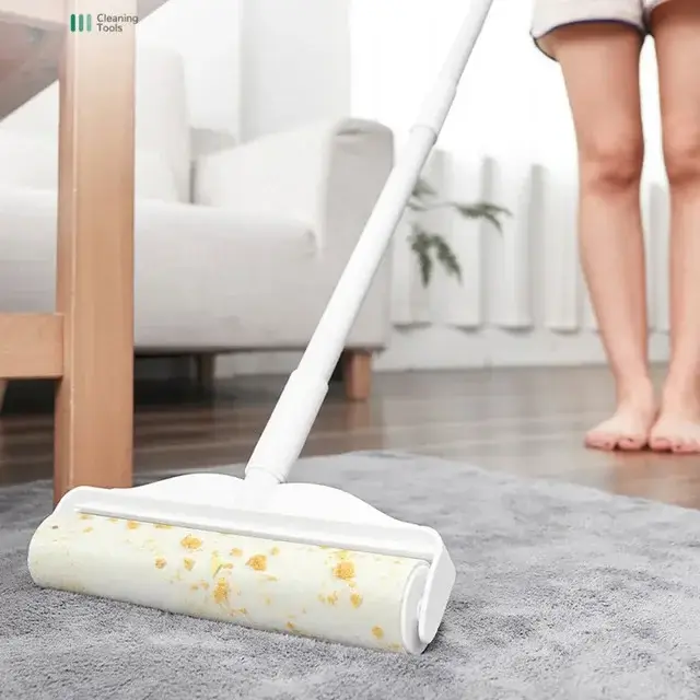Long Handle Lint Roller Brush Pet Hair Remover Roller Retractable Dust Hair Roller Stick Tearable Clothes Bed Hair Removal Brush - Image 3