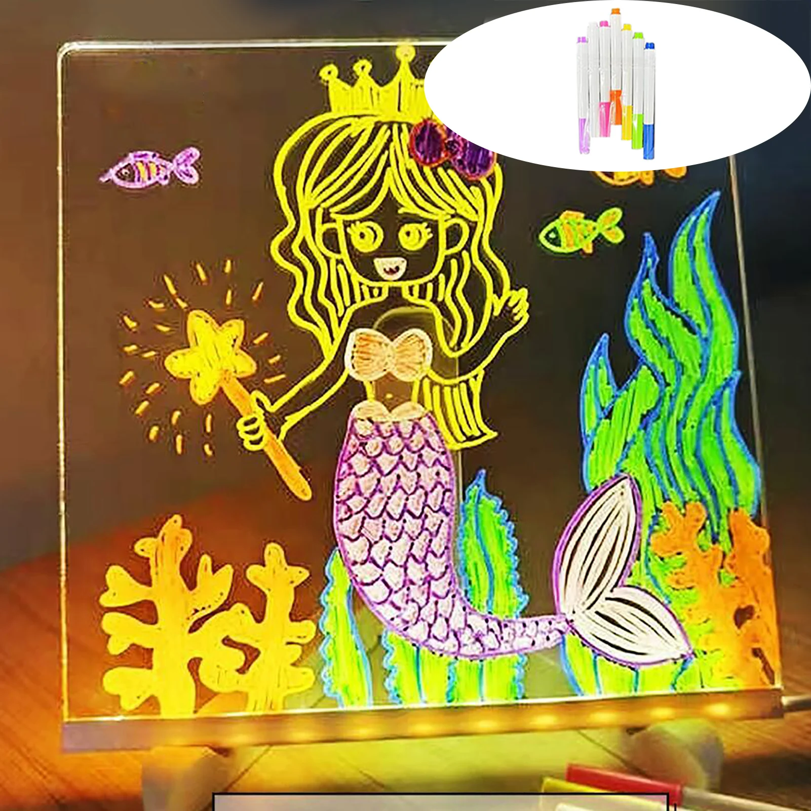 Lampe LED Personnalisée, Tableau de Messages en Acrylique, Effaçable, USB, Planche à Dessin pour Enfants, Veilleuse de Chambre, Cadeau d'Anniversaire pour Enfants