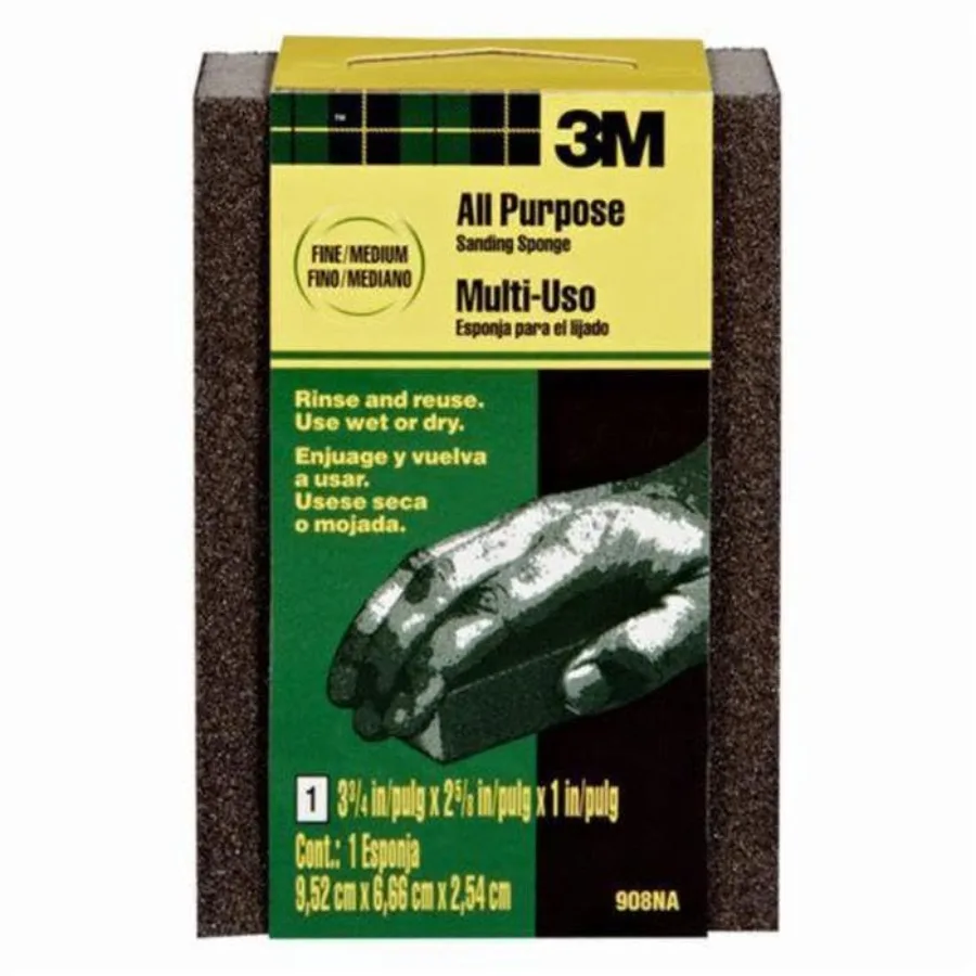

24-Pack of 3-3/4 x 2-5/8 x 1 908 All Purpose Sanding Sponge Fine/Medium for Wood Plastic Metal Applications in Gray with Superi