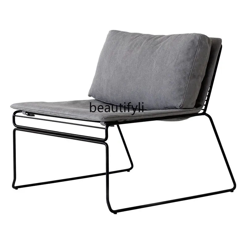 

Designer Simple Fabric Balcony Leisure Chair Iron Living Room Single Seat Chair