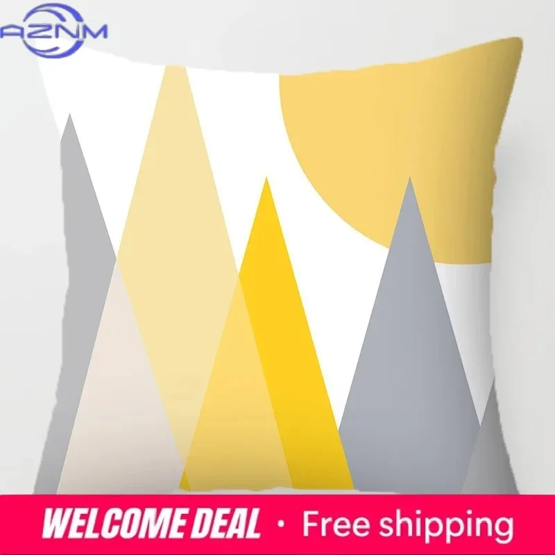 40x40 Yellow Geometric Throw Pillow Case Black Grey Striped Cushion Cover Modern Home Decor for Sofa Living Room Car Chair