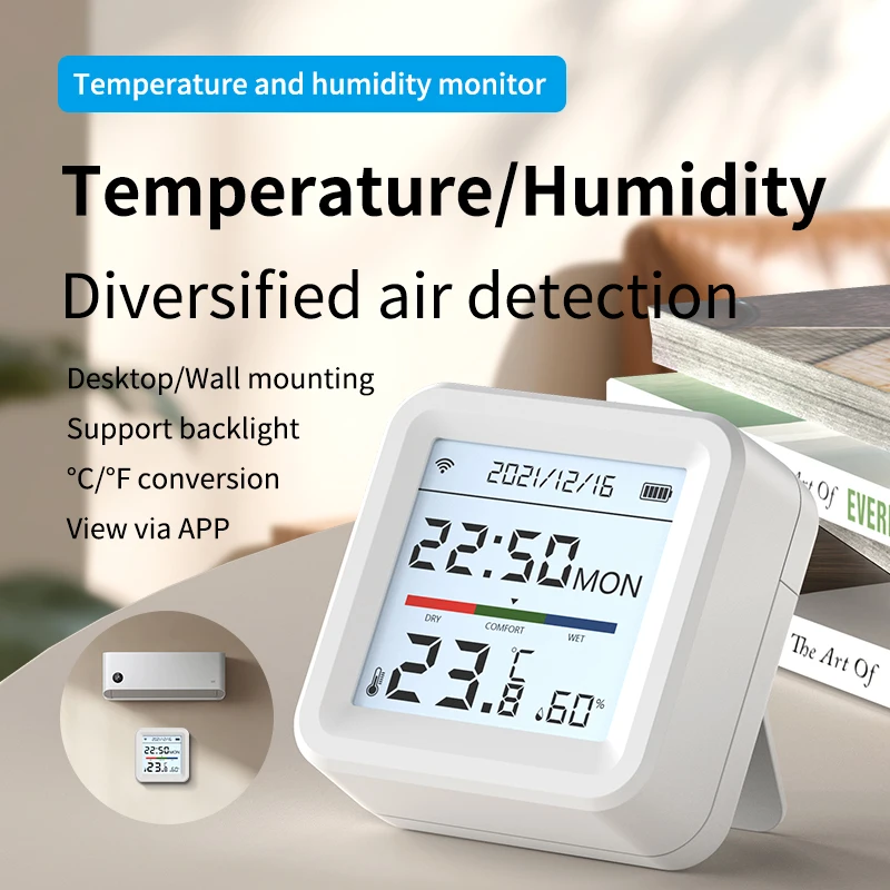 Mini Wireless Smart Temperatur- und Feuchtigkeitssensor mit Display, Tuya-App-Steuerung, ideal für die Echtzeitüberwachung der Hausautomation