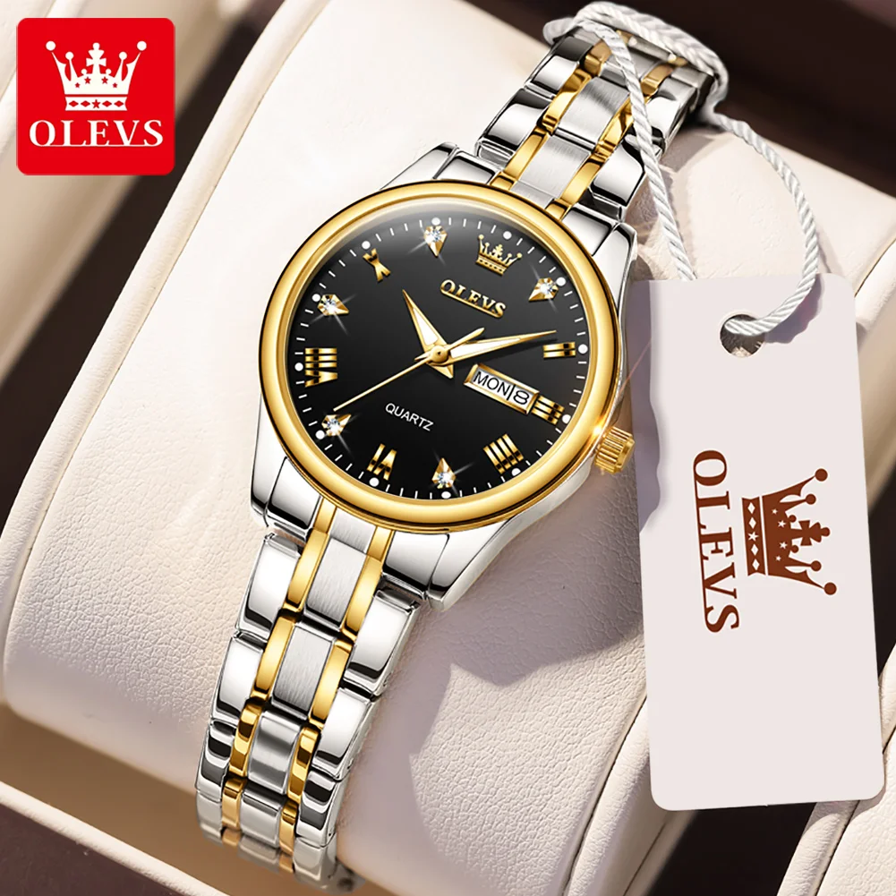 OLEVS 5563 High-end Brand Fashion Elegant Ladies Quartz Watch Luminous Hands Date Display Stainless Steel Strap Women\'s Watch