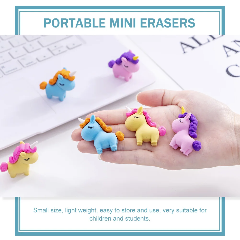 

20 Pcs Unicorn Eraser Kids Toys Erasers for Portable Girls Children Plastic Student Cute Kawaii Little