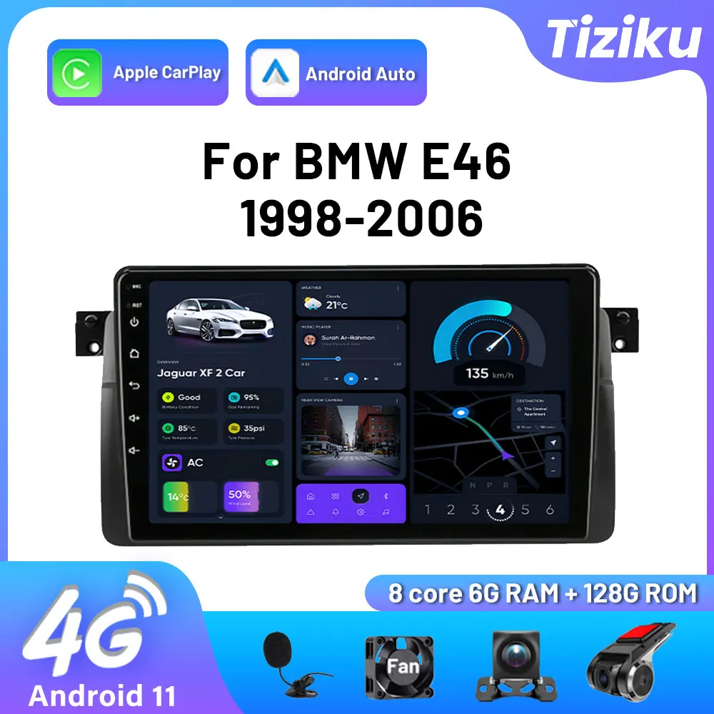 

2 Din Android 11 Car Radio for BMW E46 1998 - 2006 Multimedia Video Player 4G WIFI GPS Navigation Carplay Host