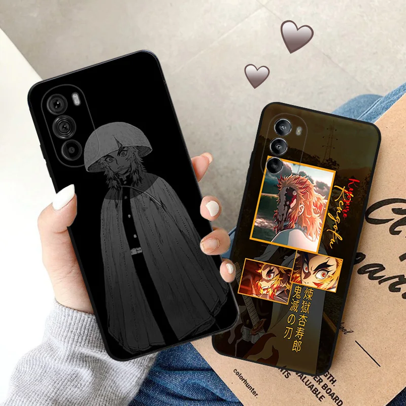 Ultra Thin Black Phone Case for Motorola G9 Edge 20 30 40 G50 G51 G60 G71 G22 G32 G52 G72 G53 G73 Rengoku Kyoujurou Demon Slayer