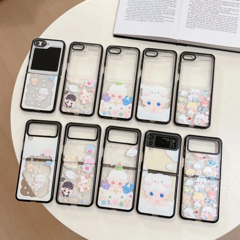 

Cartoon Doll Cloud Phone Case for Samsung Galaxy Z Flip 6 5 4 3 Back Cover for ZFlip4 ZFlip5 ZFlip6 Hard Case Shell