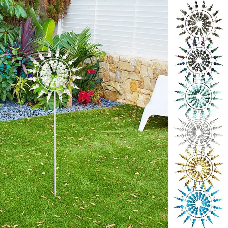Unique And Magic Metal Windmill Kinetics Art Windcar 3D Wind Powered Kinetics Sculpture Creative 360-degree Rotating Windmill