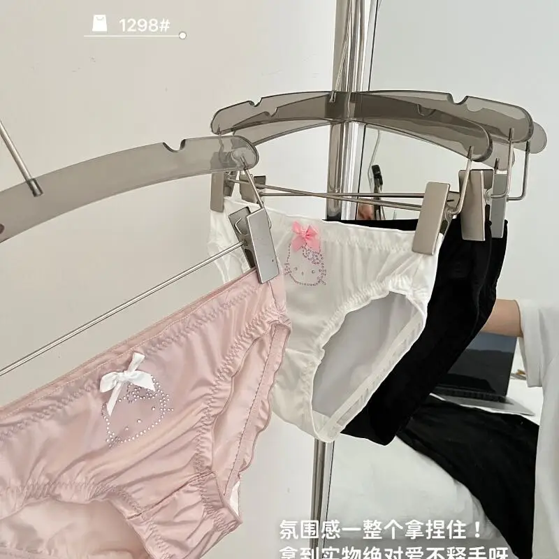 Hello Kitty Cartoon Femme Sexy Underpant Sanrio Cartoon Girl Thin Strap T-Back Y2K Diamond Printed Underwear Panties Girl's Gift