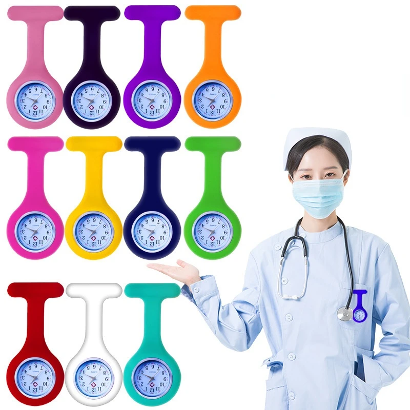 Mini orologi da tasca carini orologio da infermiera in Silicone spilla orologio a tunica con batteria gratuita orologio medico Unisex orologio