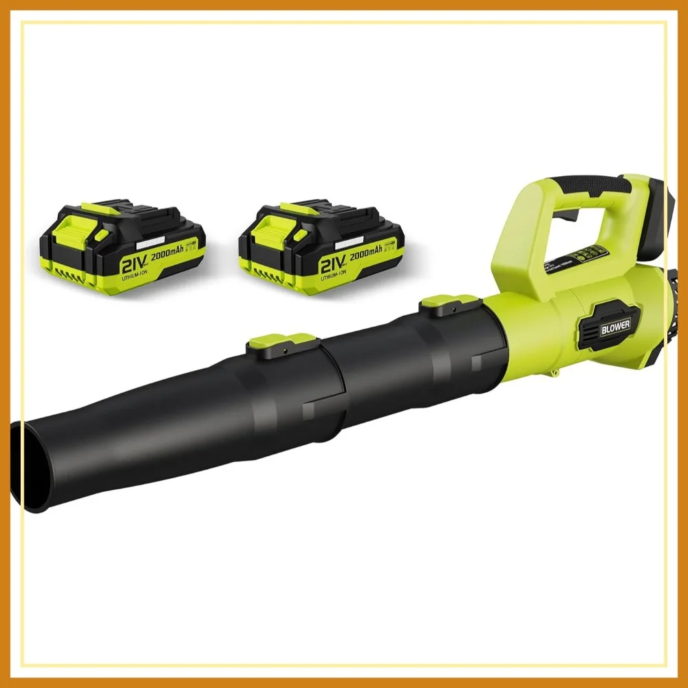 

21V Cordless Leaf Blower with 2×2.0Ah Batteries & Fast Charger, Lightweight Electric Blower for Lawn & Patio Cleaning