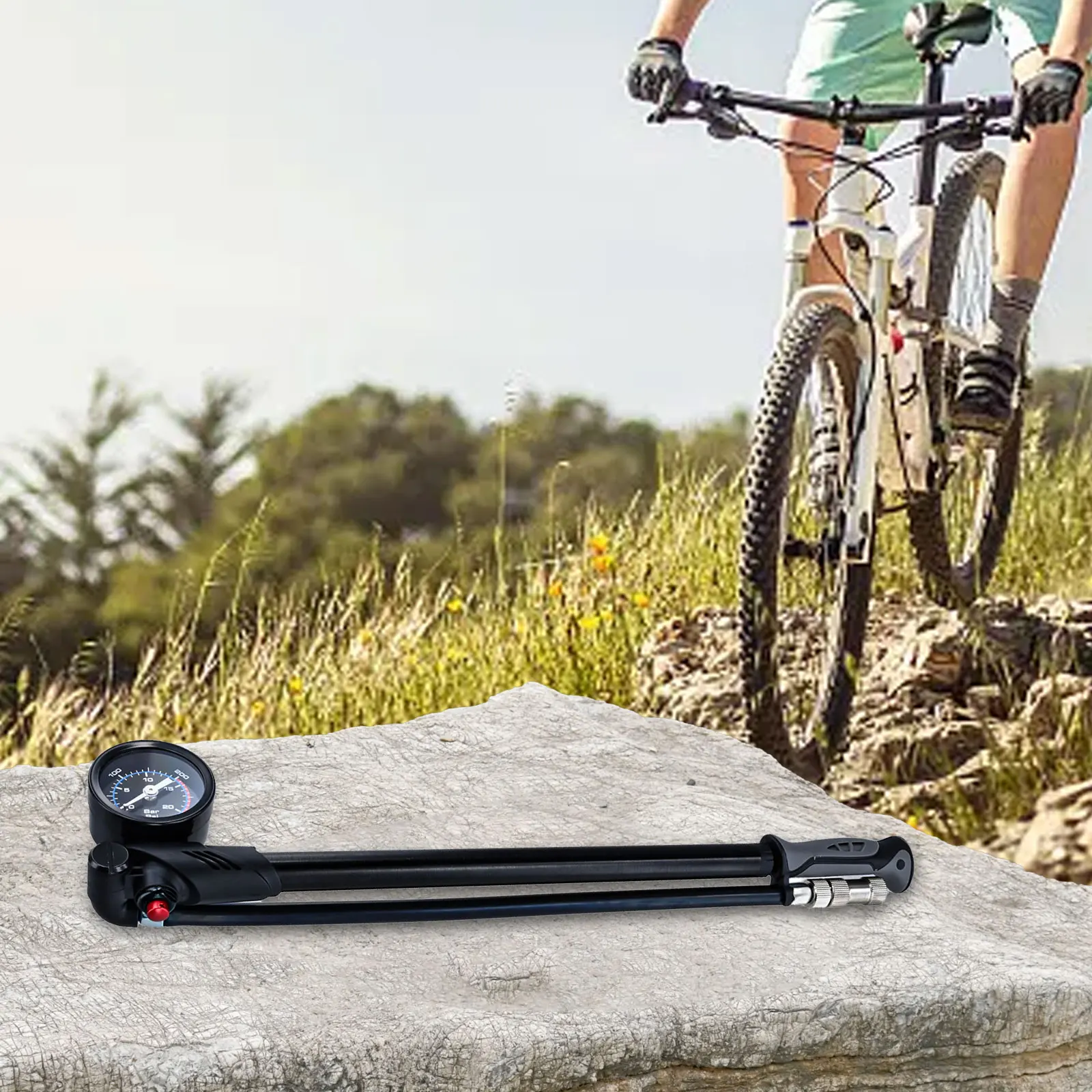 

Aluminum Alloy Pump Front Fork Pump For Outdoor Cycling 360 Rotating Joint Strong Sealing Performance Waterproof