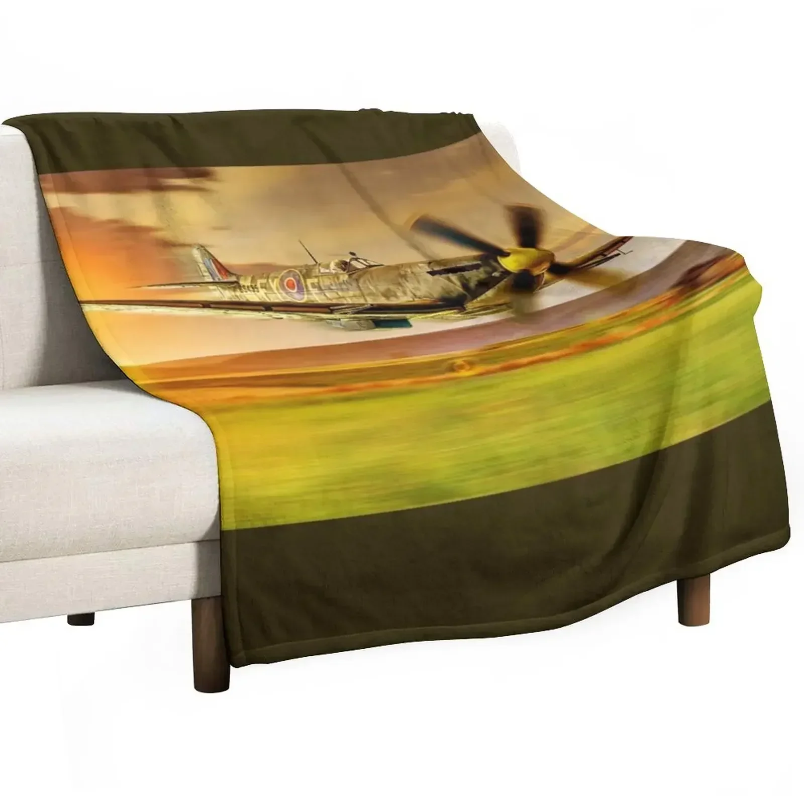 Spitfire Flying Low 01 Throw Blanket Flannels wednesday sofa bed Blankets