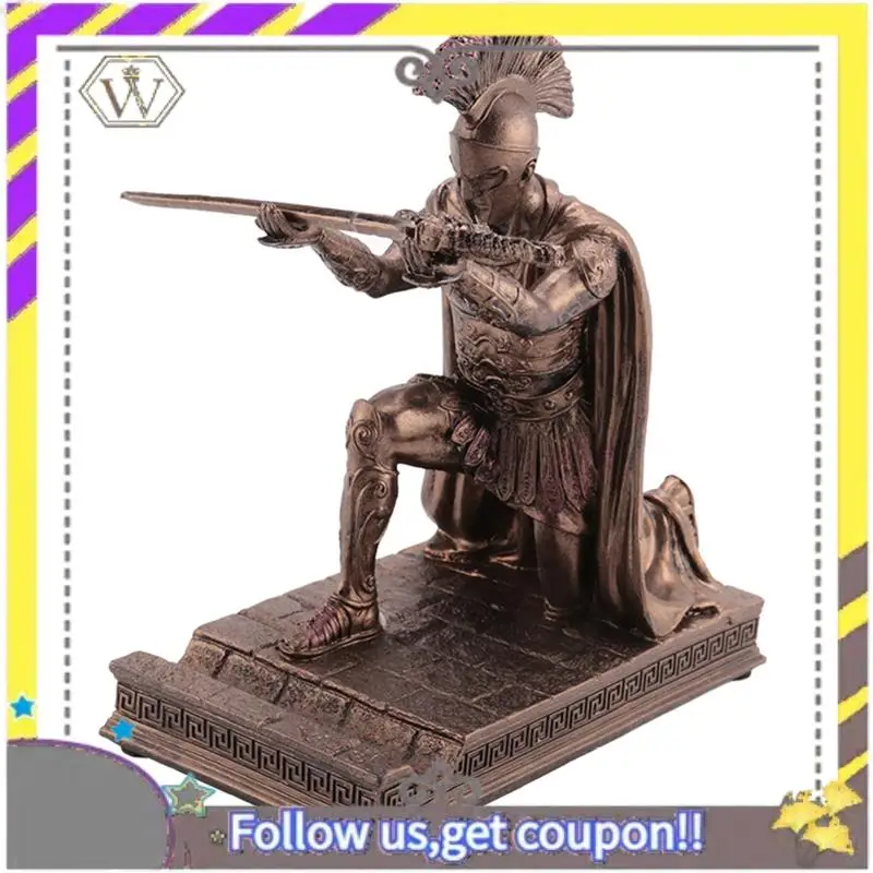 New Knight Pen Holder With Helmet Statue Pen Holder Armor Roman Knight With Magnetic Pen Holder Phone Stand Easy Install Bronze