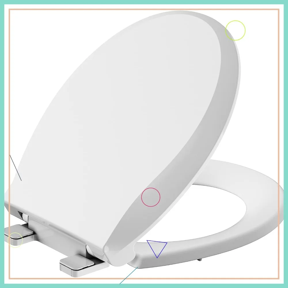 

Soft Close Round Toilet Seat, Durable and Easy to Install, Fits Standard Round Toilets in White
