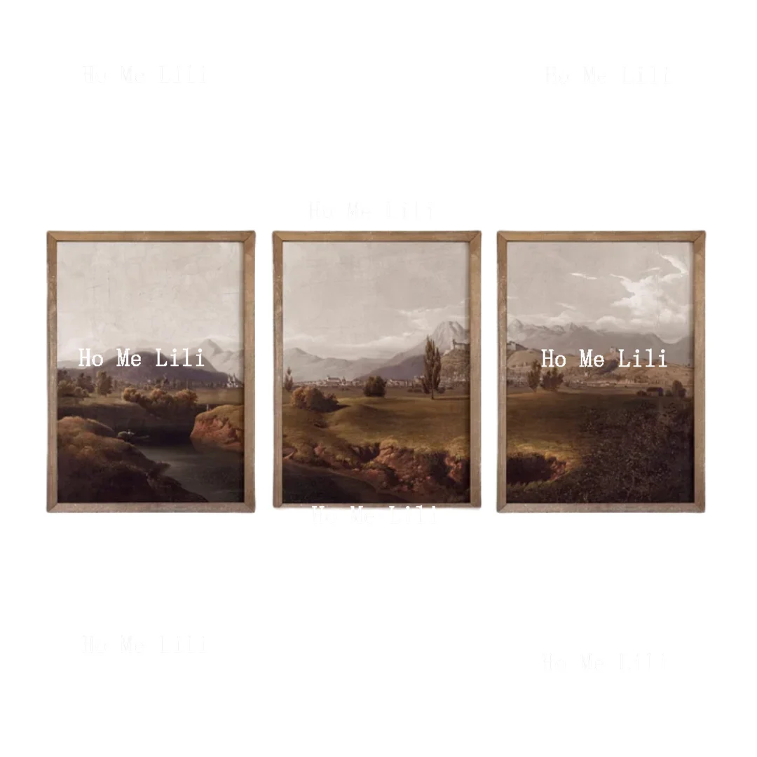 Rustic 3pc Landscape Wall Art Vintage Moody Landscape