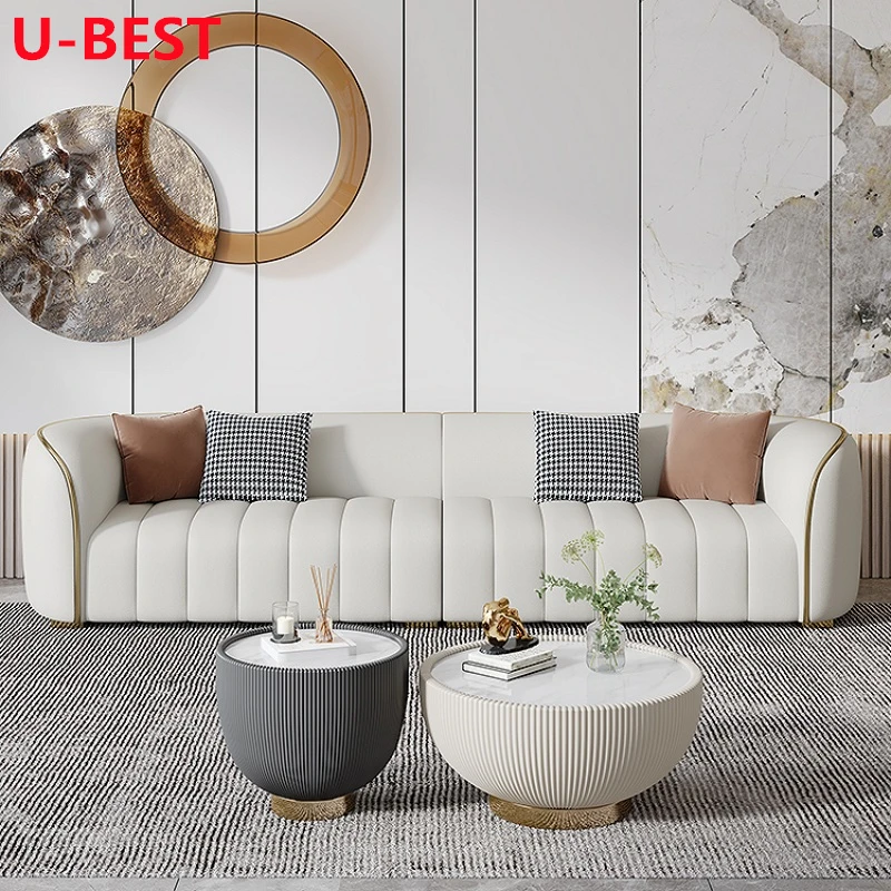 

Rugiano Pierre White Cream Leather Sofa Wood Couch Divano Tuinmeubelen Sets Arredamento Mueble Salon Furniture Living Room