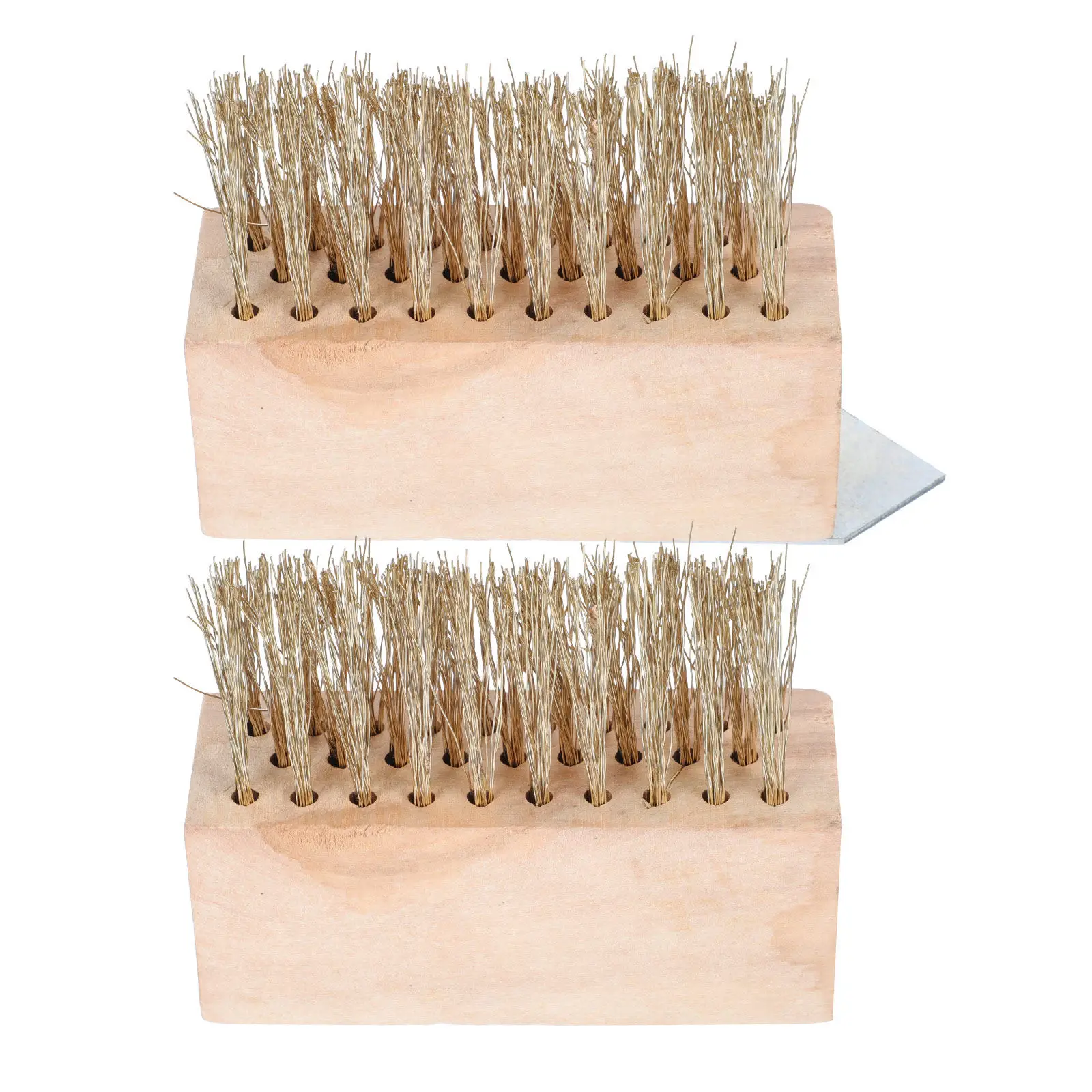 2Pcs Heavy Duty Steel Wire Weeding Brush Wooden Handle Portable Compact for Garden Yard Moss Grass Weed Removal Tool