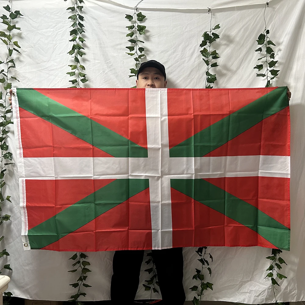 （TIKI FLAG）Basque Flag 90x150cm Spain Spanish ikurrina Basque Flag polyester hanging banner for decoration