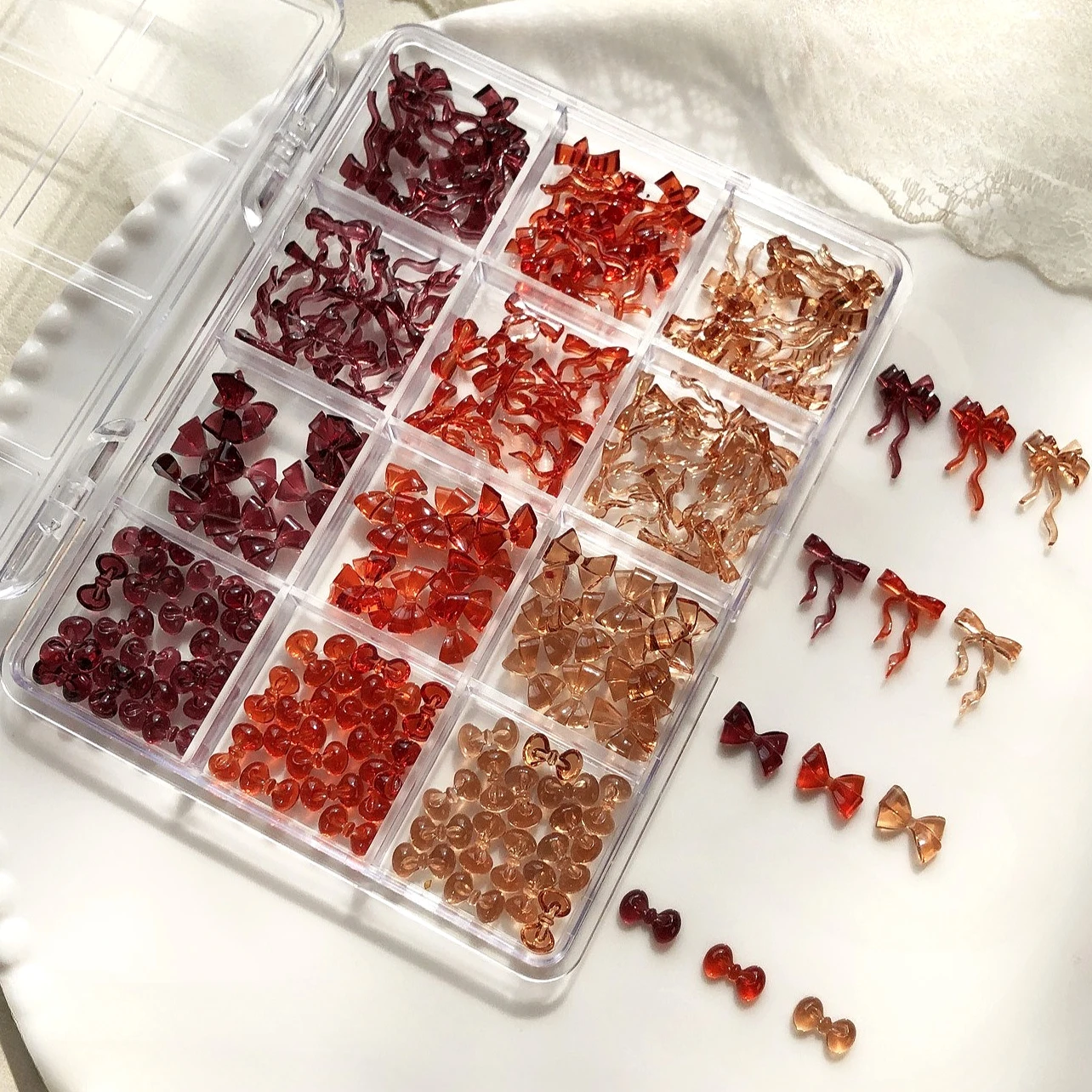 ميلارد براون النبيذ الأحمر Bowknot ربطة القوس فيونكة الشريط الراين القلب فراشة مسمار الفن اكسسوارات عيد الميلاد الثلج زينة