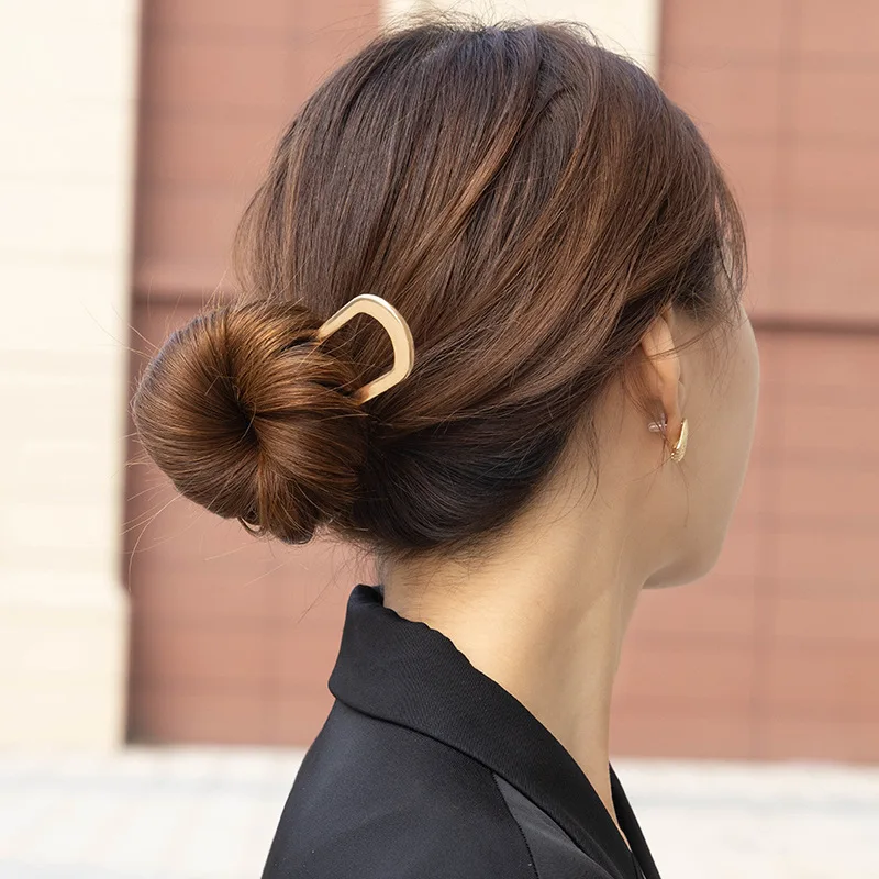 U-Shaped Hair Fork Fashion Alloy Hairpin Gold Silver Black Color Metal Hairpin Geometric Design Headwear Hair Sticks Women Girls image 3